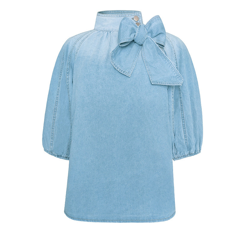 Women's Loose Puff Sleeves Denim Summer Half Jackets