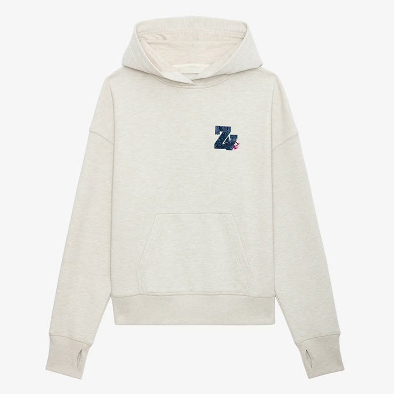 Women's Discharge Print Hot Drilling Chalk Embroidery Sweaters