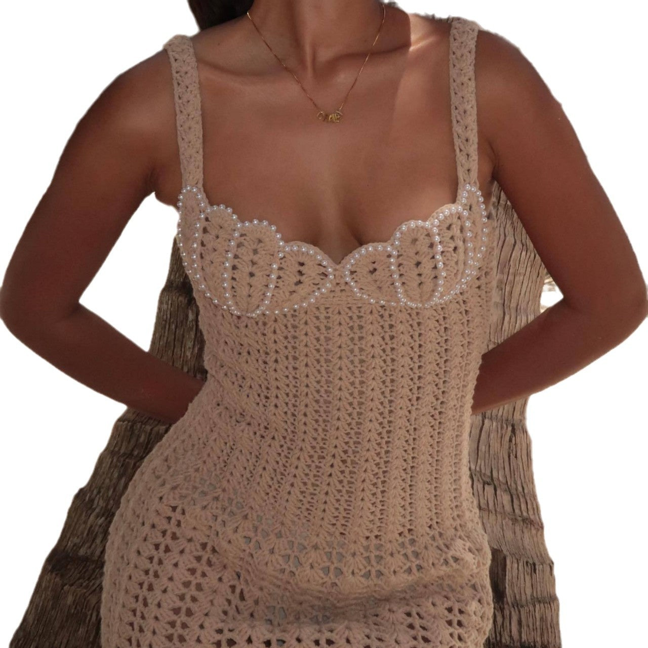 Vacation Beach Fashion Suspenders Pearl Dress Dresses