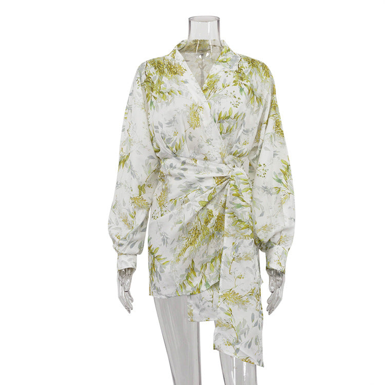 Style High-grade Digital Printing Long Sleeve Dresses