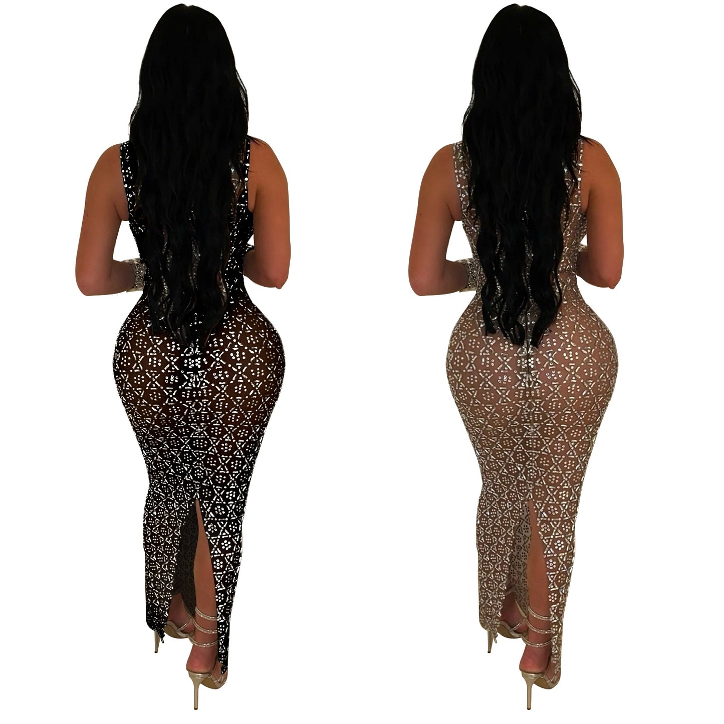 Women's Fashion Wear Sexy Mesh Dress Long Dresses