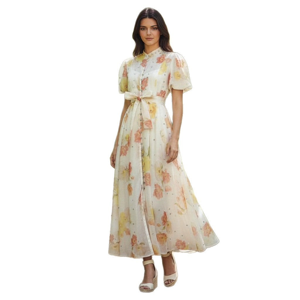 Women's Elegant Lantern Sleeve Single-breasted High Quality Shorts