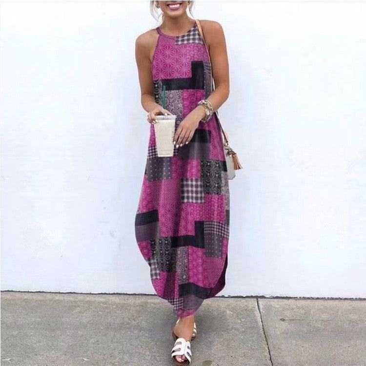 Fashion Round Neck Solid Color Dovetail Dresses
