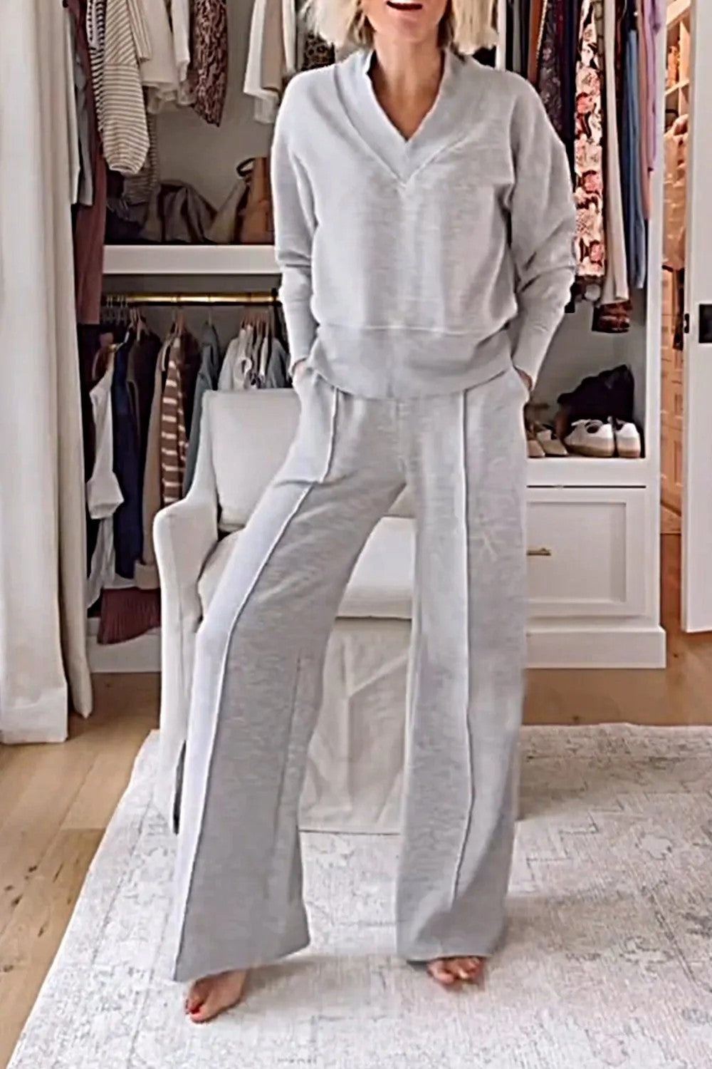 Autumn Casual Long Sleeve Loose Wide Leg Suits