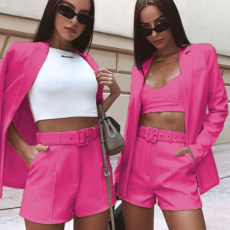 Women's Spring Clothes Fashion Small Belt Casual Blazers