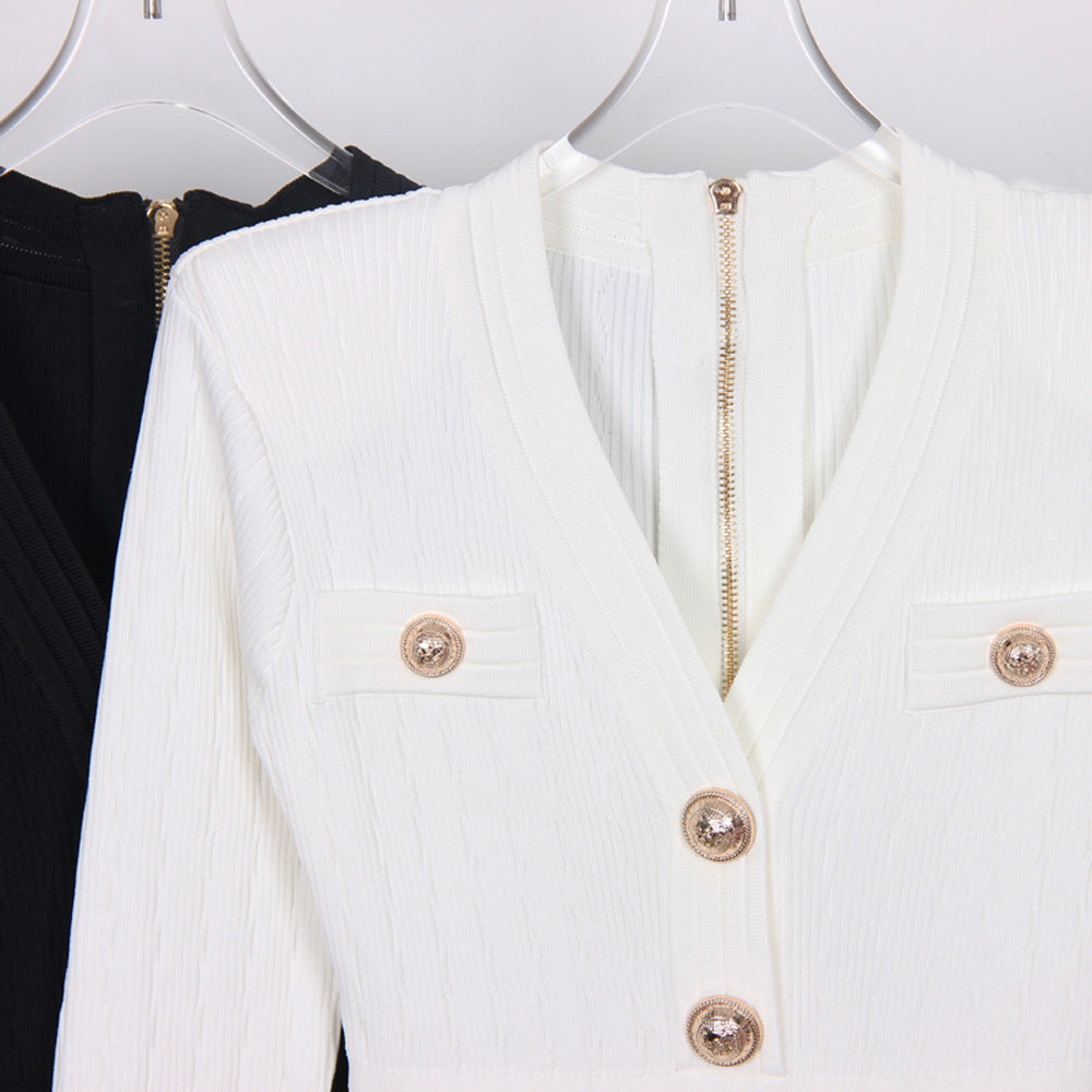 Fashionable High Quality Knitted Fabric Slim Fit Slimming Long Dresses