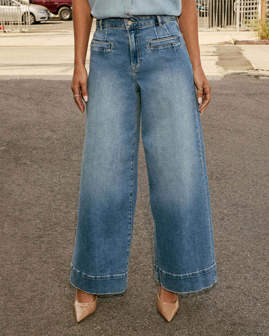 Women's Waist Straight Spring Slimming Wide Leg Jeans