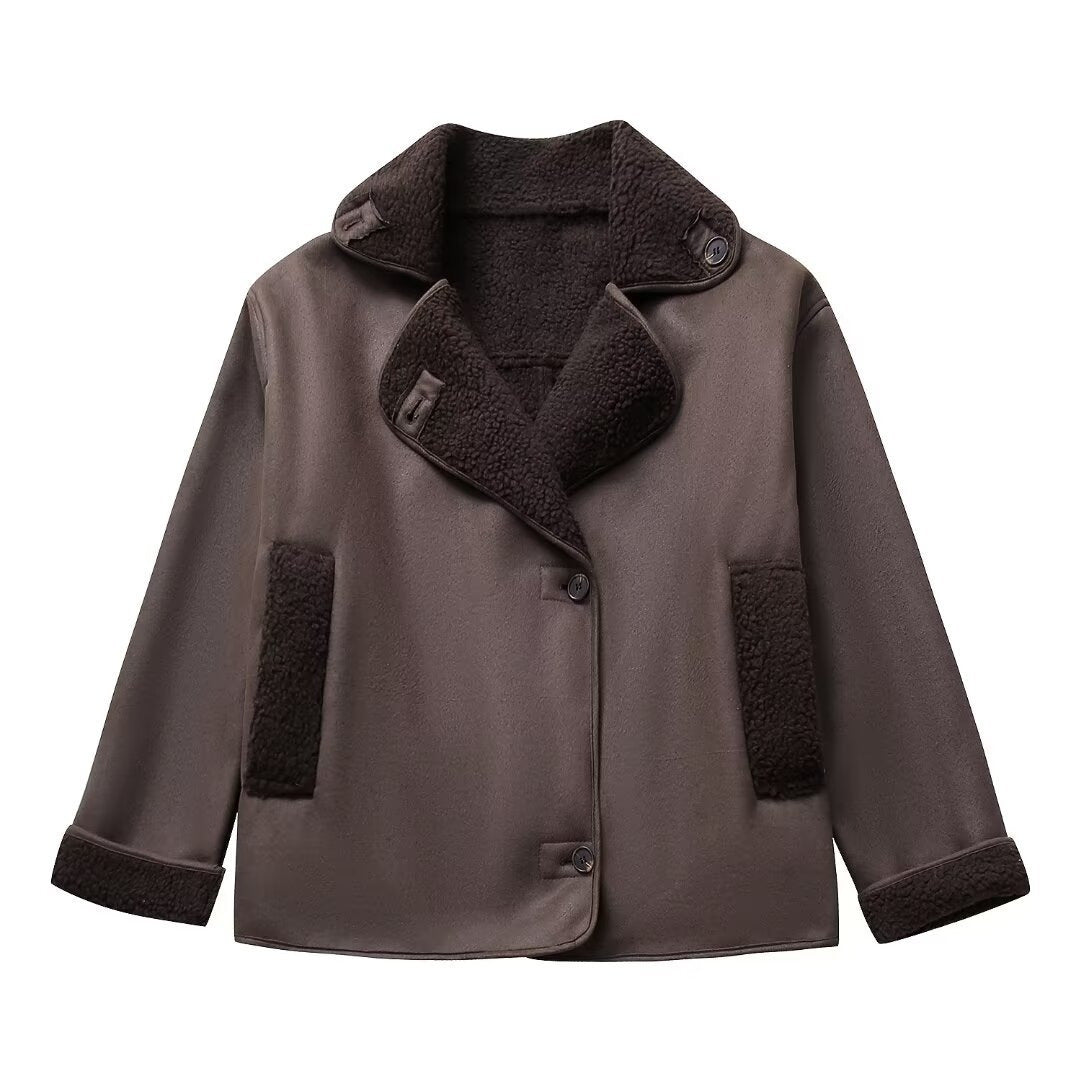 Women's Slouchy Lamb Wool Lapel Fur Jackets