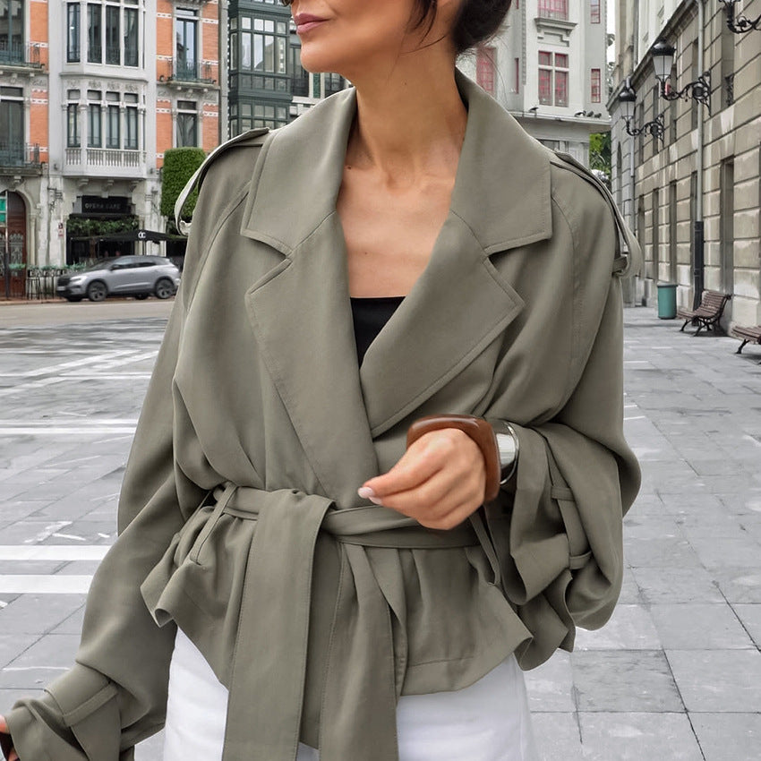 Women's Autumn High Sense Elegant Lapel Female Coats