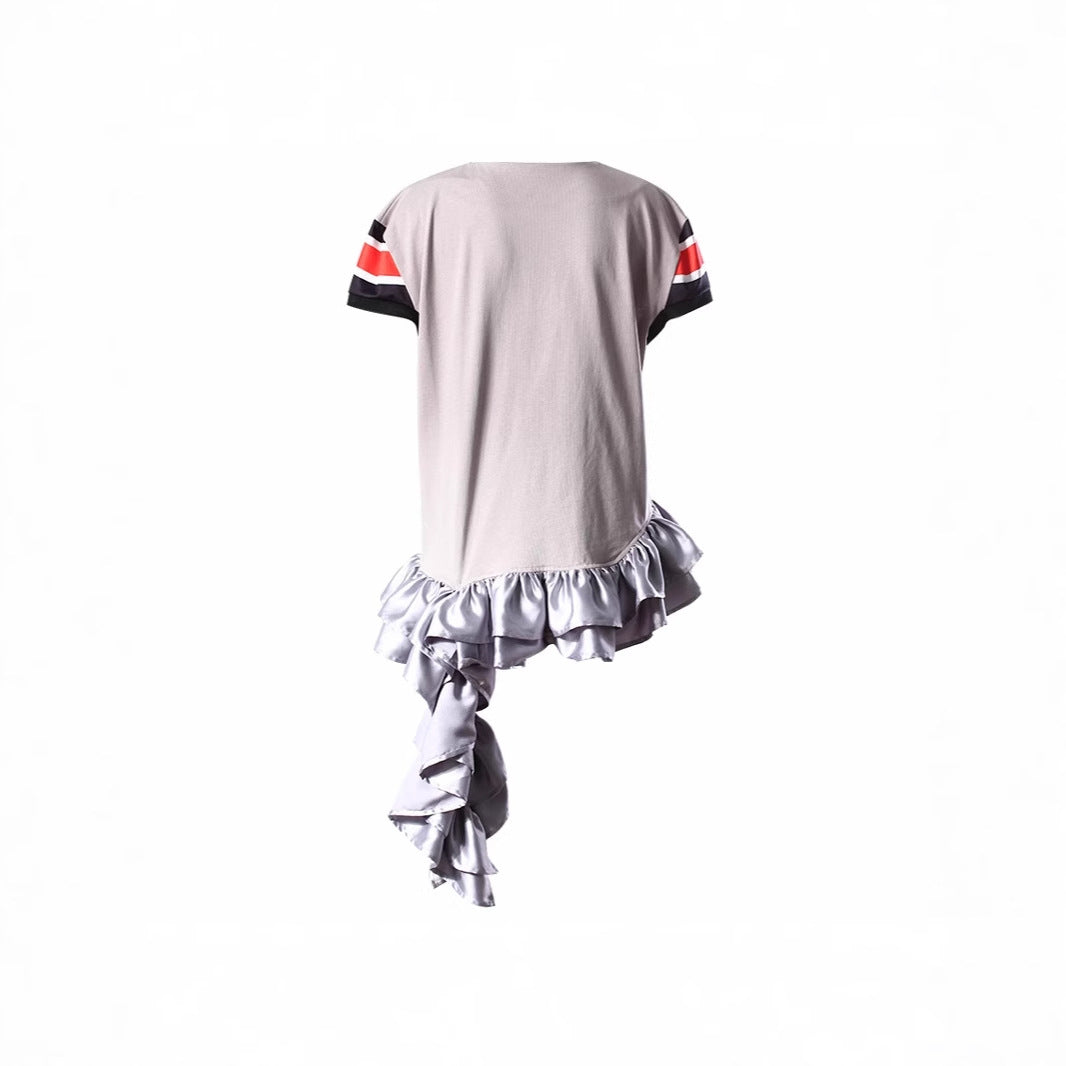 Fashion Beaded Personalized Letter Zhang Zi Irregular Blouses