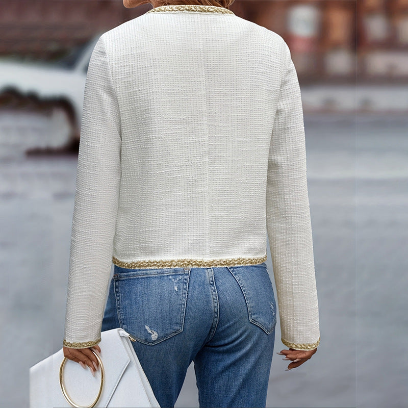 Women's Elegant Knitted Fashion Round Neck Lace Coats