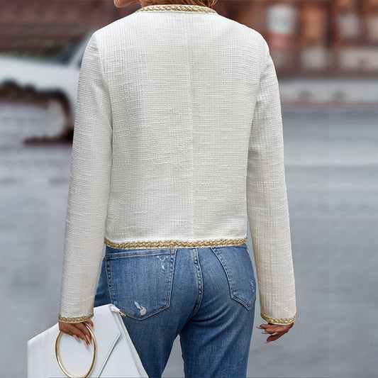 Women's Elegant Knitted Fashion Round Neck Lace Coats