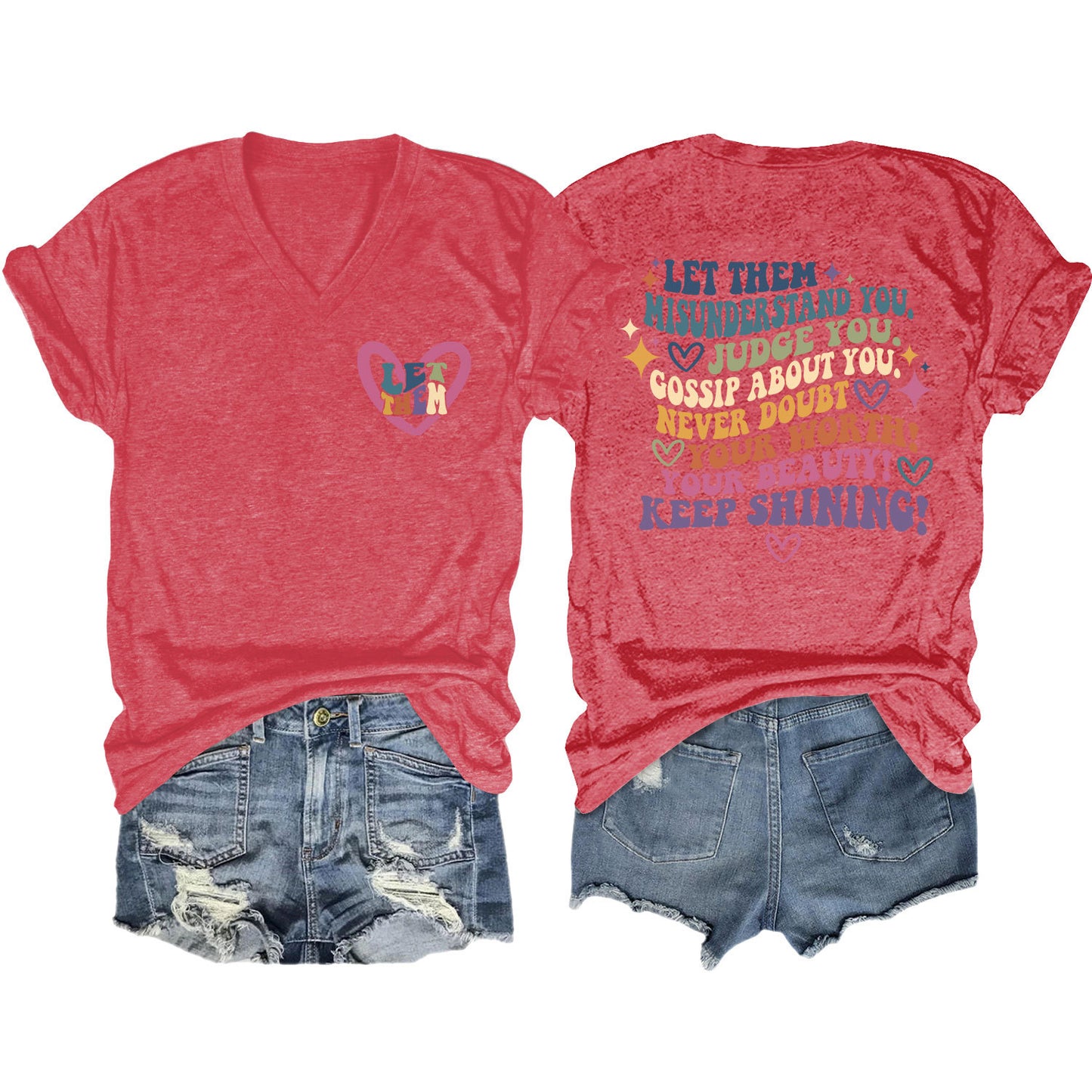 Women's Funny Letter Elegant T-shirt Duplex Printing Blouses