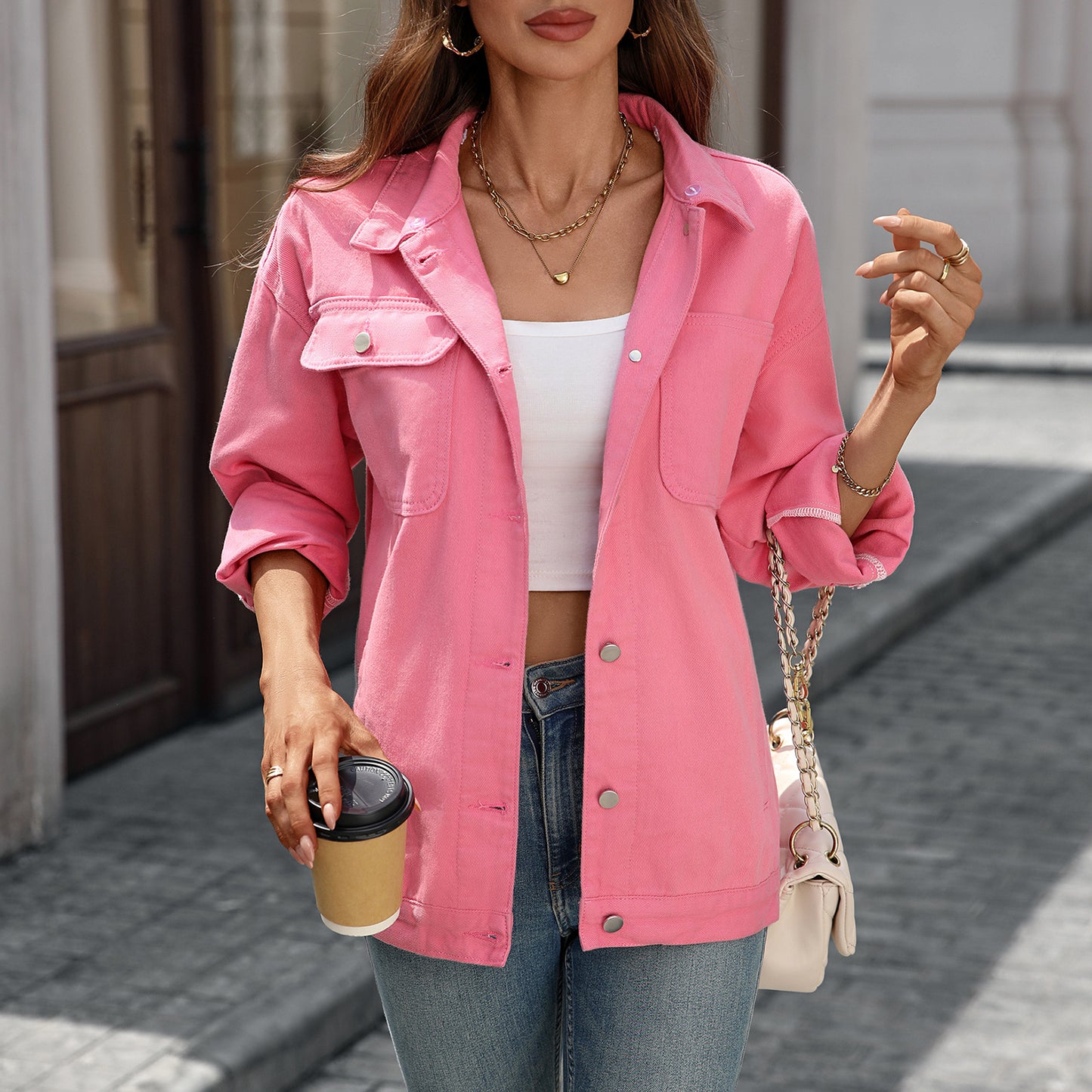 Women's Glamorous Retro Washed Denim Tide Jackets
