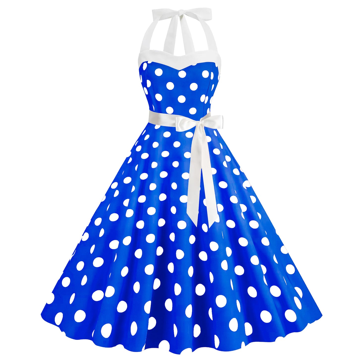 Hepburn Style Polka Dot Print Large Dresses