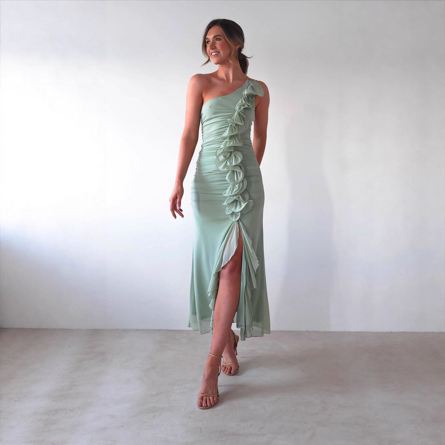 Fashion Sexy Pleated High Slit Slim Dresses