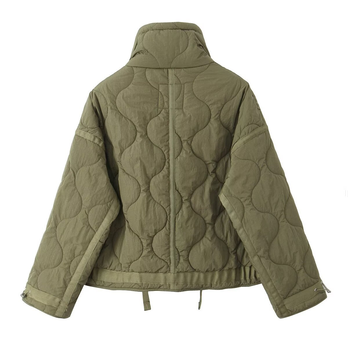 Women's Fashion Stand Collar Water Ripple Loose Coats