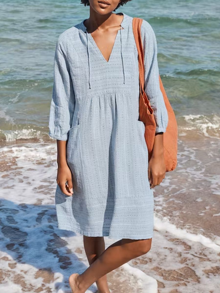 Spring Jacquard Cotton Linen Dress Popular Dresses