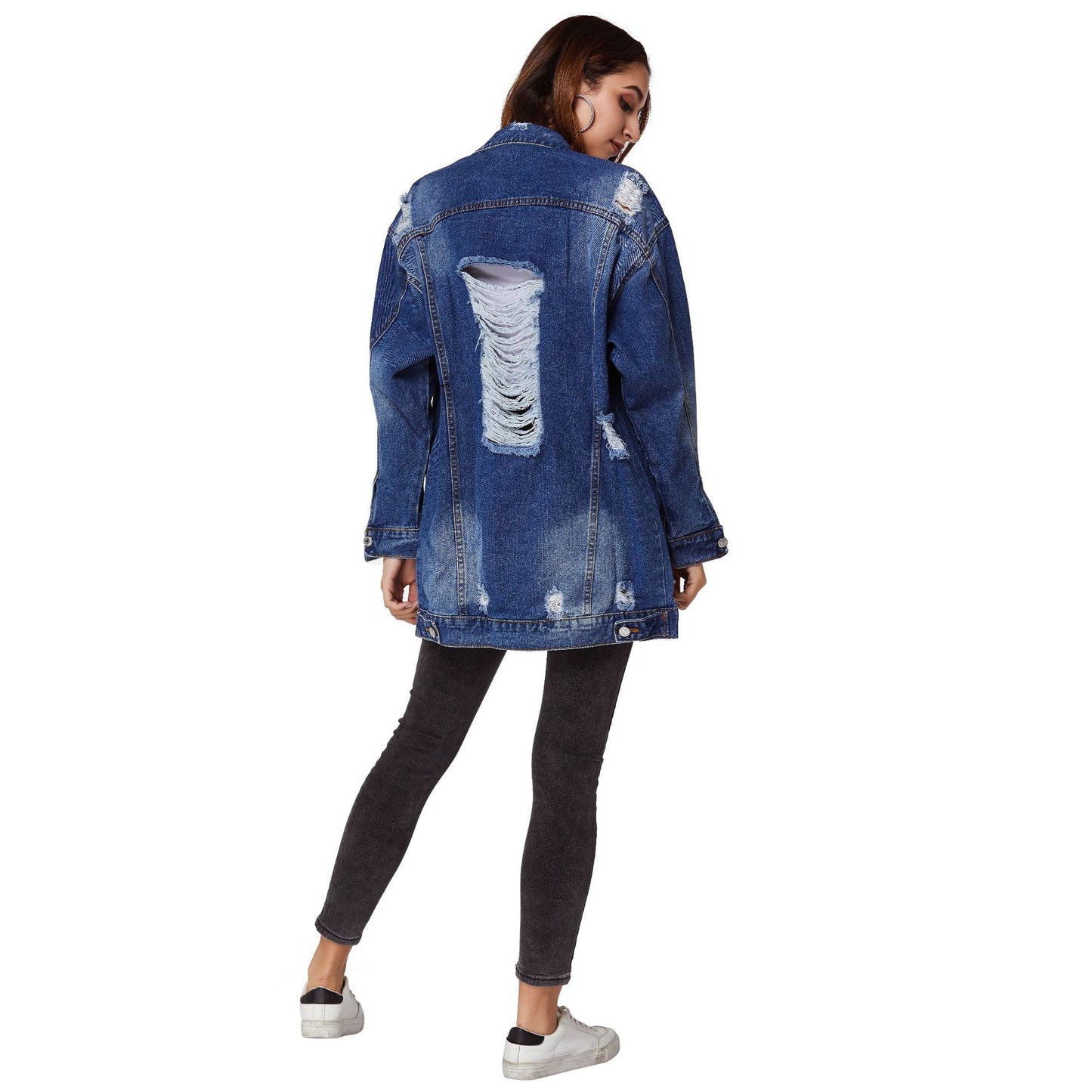 Women's Denim Water Washed Hole Street Hipster Jackets