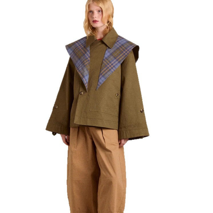 Women's Lapel Long Sleeve Embroidered Pocket Reversible Jackets