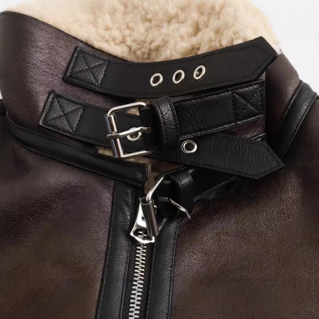 Women's Comfortable Fur One Retro Motorcycle Jackets