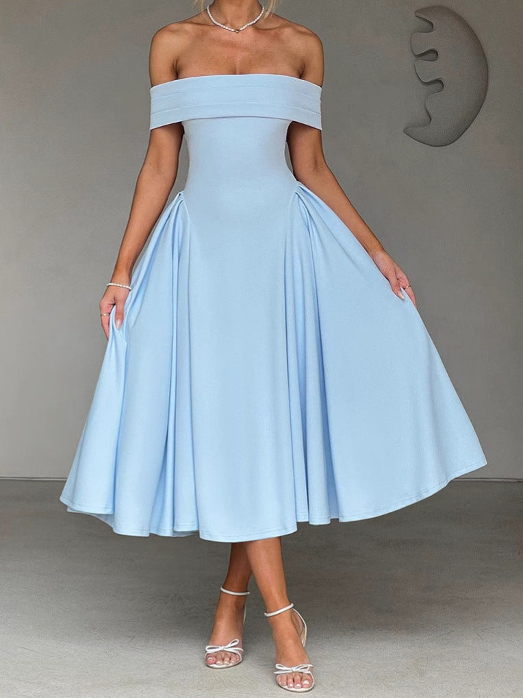 Women's Spring Fashion Sexy Backless Pure Color Dresses