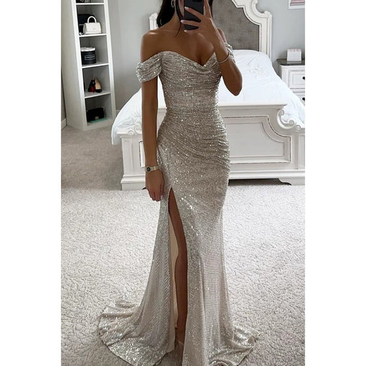 Women's Party Sequins Split Dress Casual Fashion Dresses