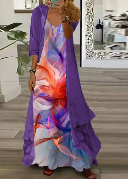 Women's Inner Dress Two-piece Chiffon Printed Dresses