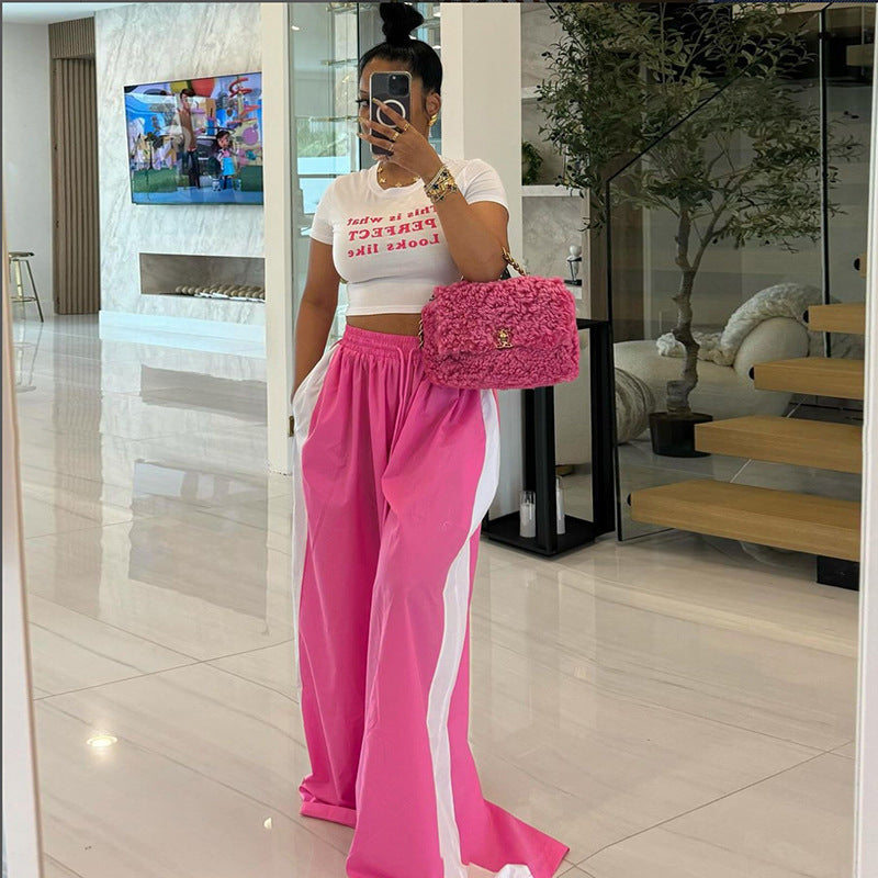 Mop Wide Leg High Waist Casual Pants