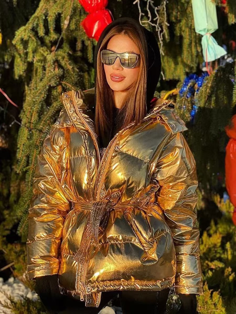 Women's Thickened Warm Elegant Hooded Belt Pocket Coats