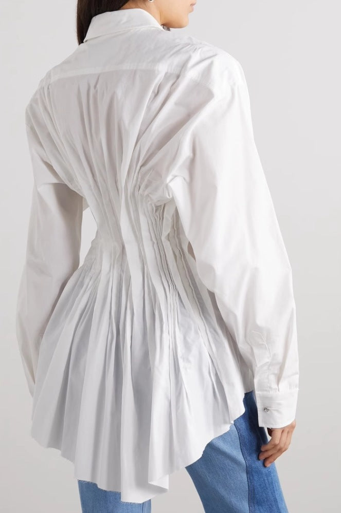 Women's Irregular Fishtail Design Shirt Temperament Collar Blouses