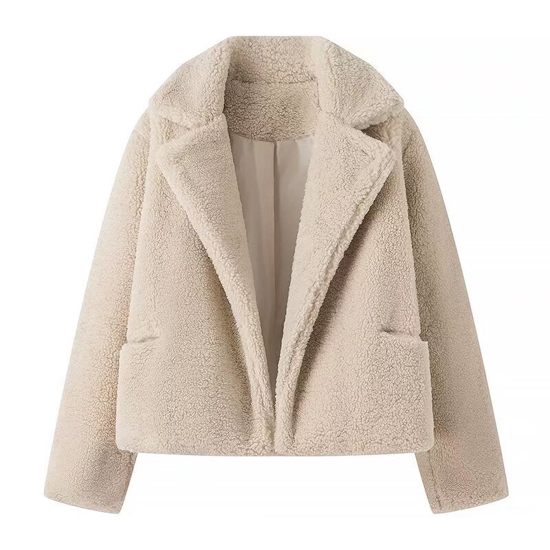 Women's Street Fashion Polo Collar Furry Jackets