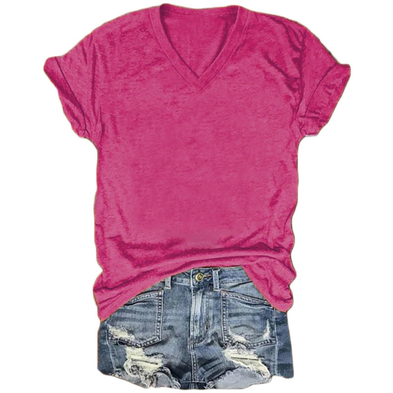 Women's Casual Loose Pullover Short-sleeved T-shirt Printed Blouses