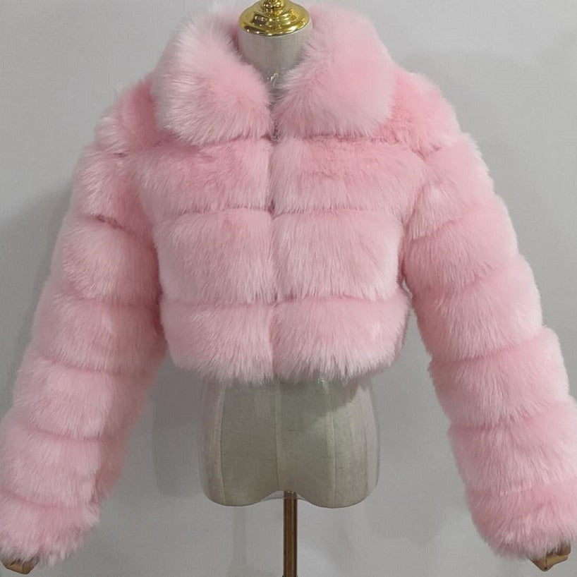 Women's Fur Imitation Fox Lapel Patchwork Long Coats