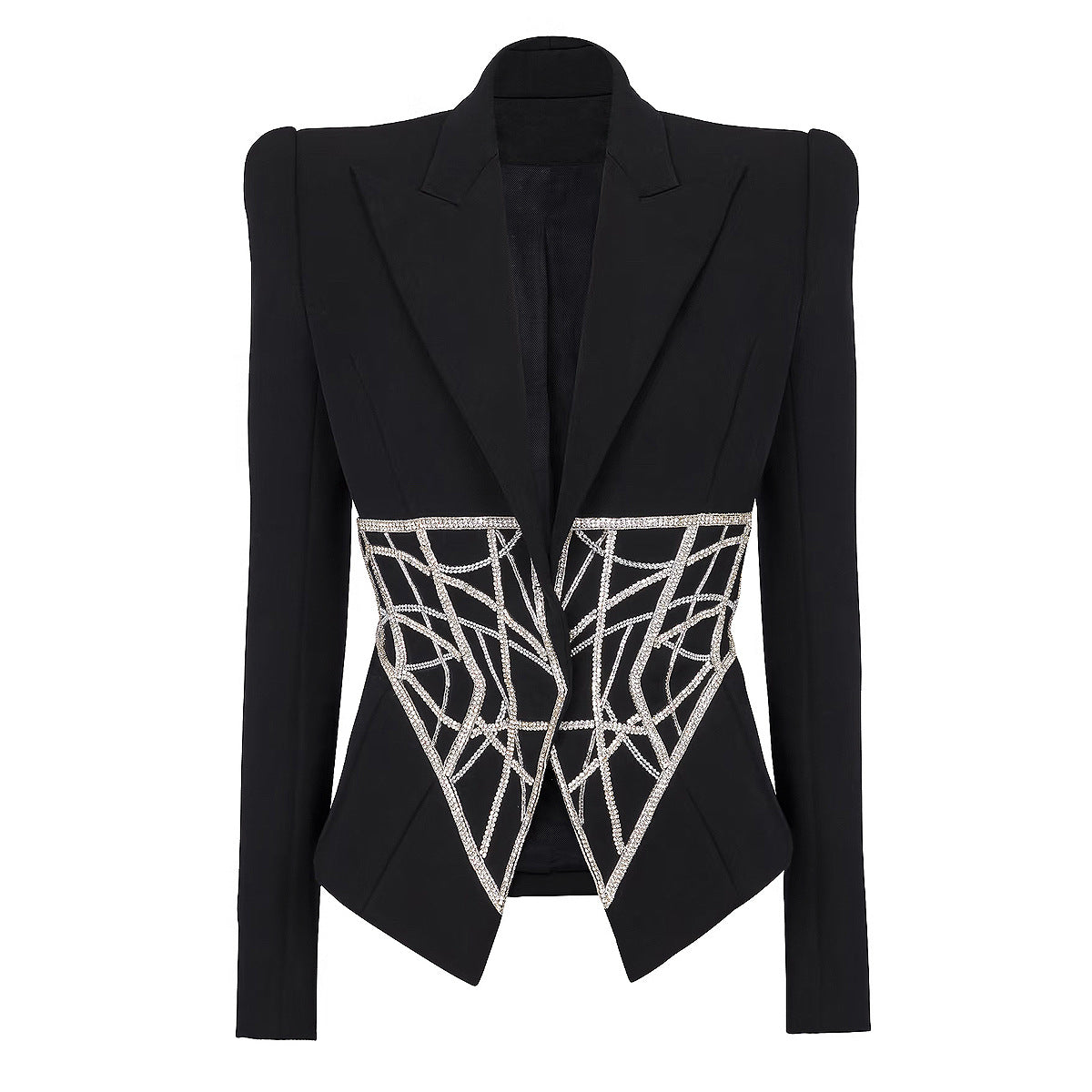 Women's Fashion Beads Rhinestones Waist Slimming Quality Blazers