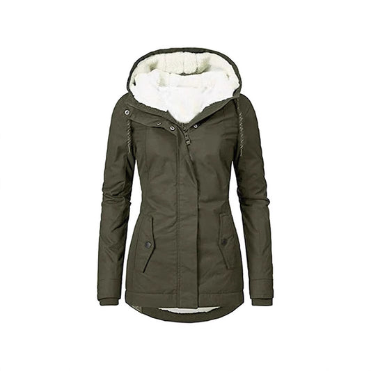 Women's Solid Color Mid-length Commuter Fleece Padded Coats