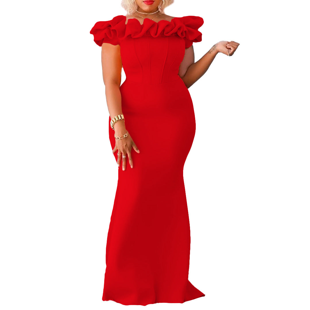 Women's Solid Color Fishtail Wooden Ear Dress Skirts
