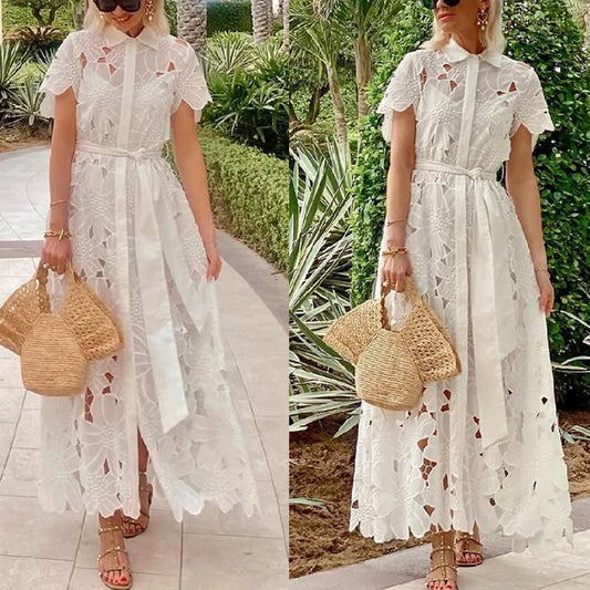 Women's Summer Casual Lace Single-breasted Dress Cardigans