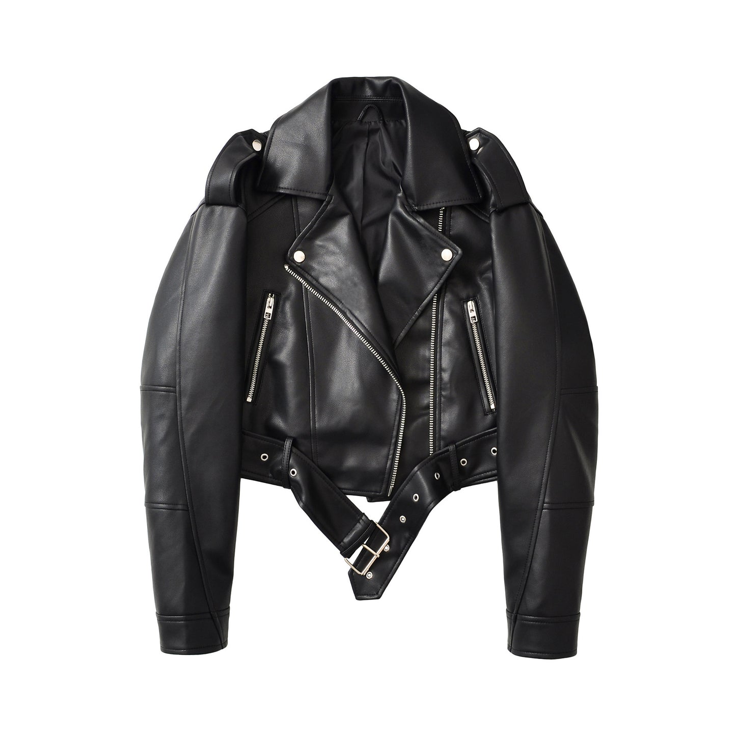 Women's Retro Cropped Leather Design Loose-fitting Jackets