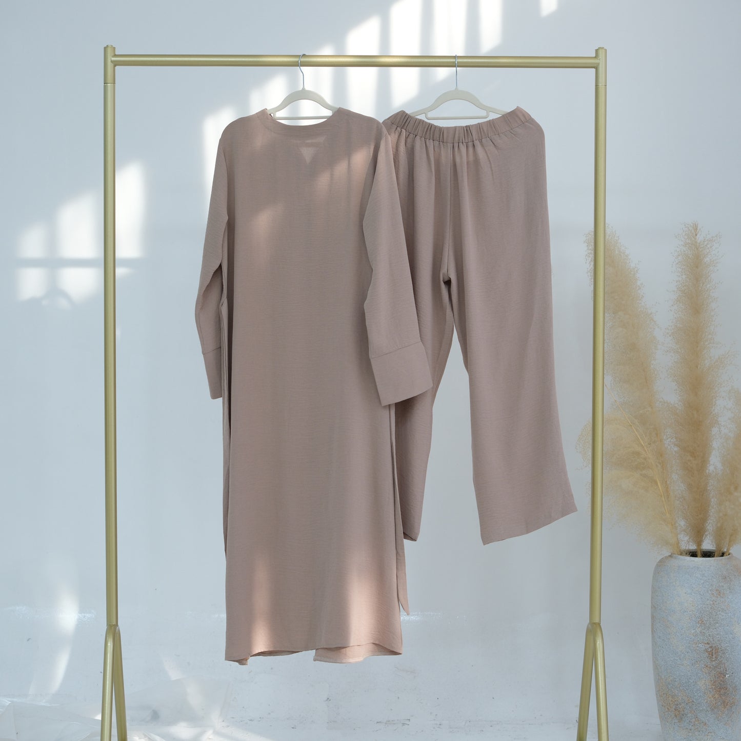 Turkey Solid Color Buckle Two-piece Set Dresses