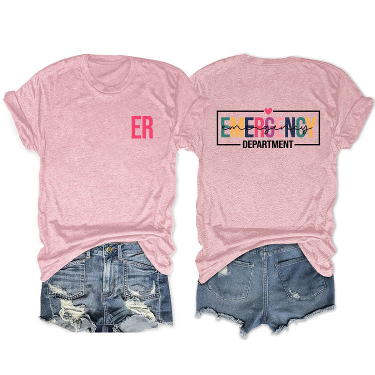 Double-sided Printed Short-sleeved Lettered Casual T-shirt Blouses