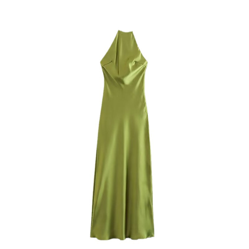 Women's Summer Sling Silk Satin Texture Dress Dresses