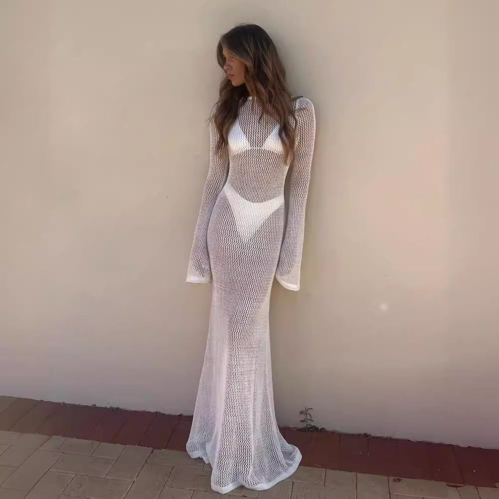 Women's Long Sleeve Backless Sexy Mopping Maxi Dresses