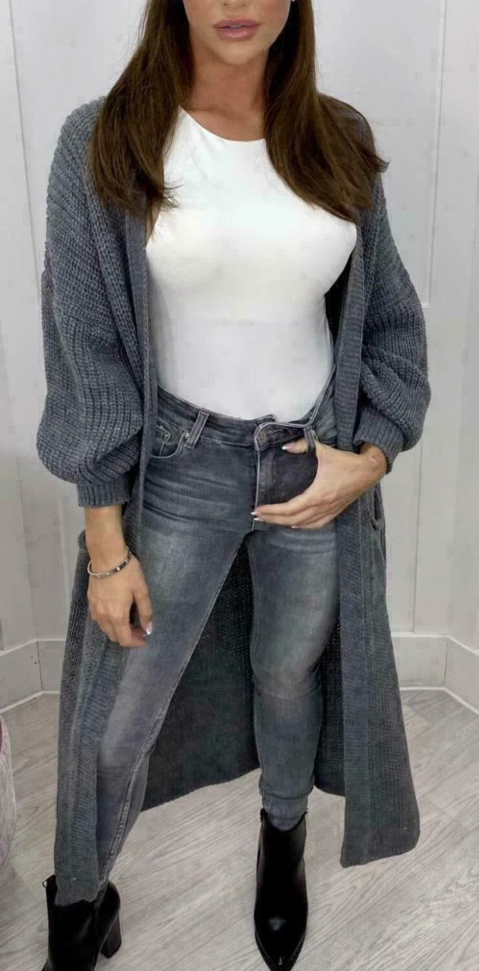 Women's Popular Long Pocket Solid Color Knitwear