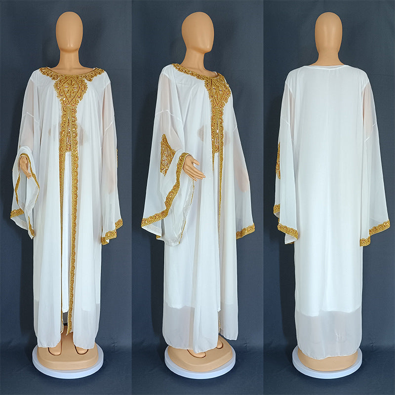 Malay Bell Sleeve Thorn Robe Embroidered Dresses