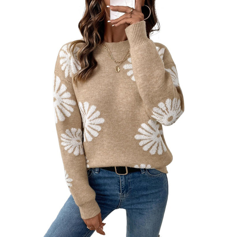 Women's Cool Popular Flower Casual Pullover Sweaters