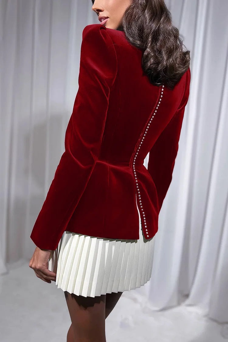 Women's Fashion Cool Long Sleeve Color Block Pleated Dresses
