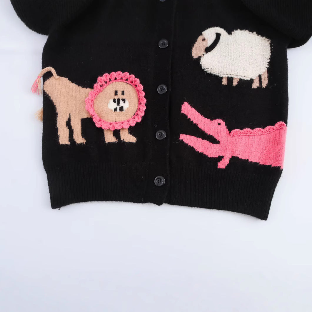 Women's Animal Three-dimensional Jacquard Round Neck Knitted Knitwear