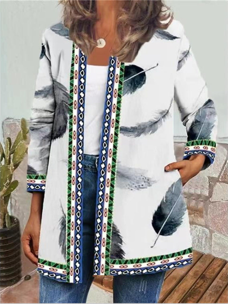 Women's Beautiful Retro Ethnic Print Clothes Cardigans