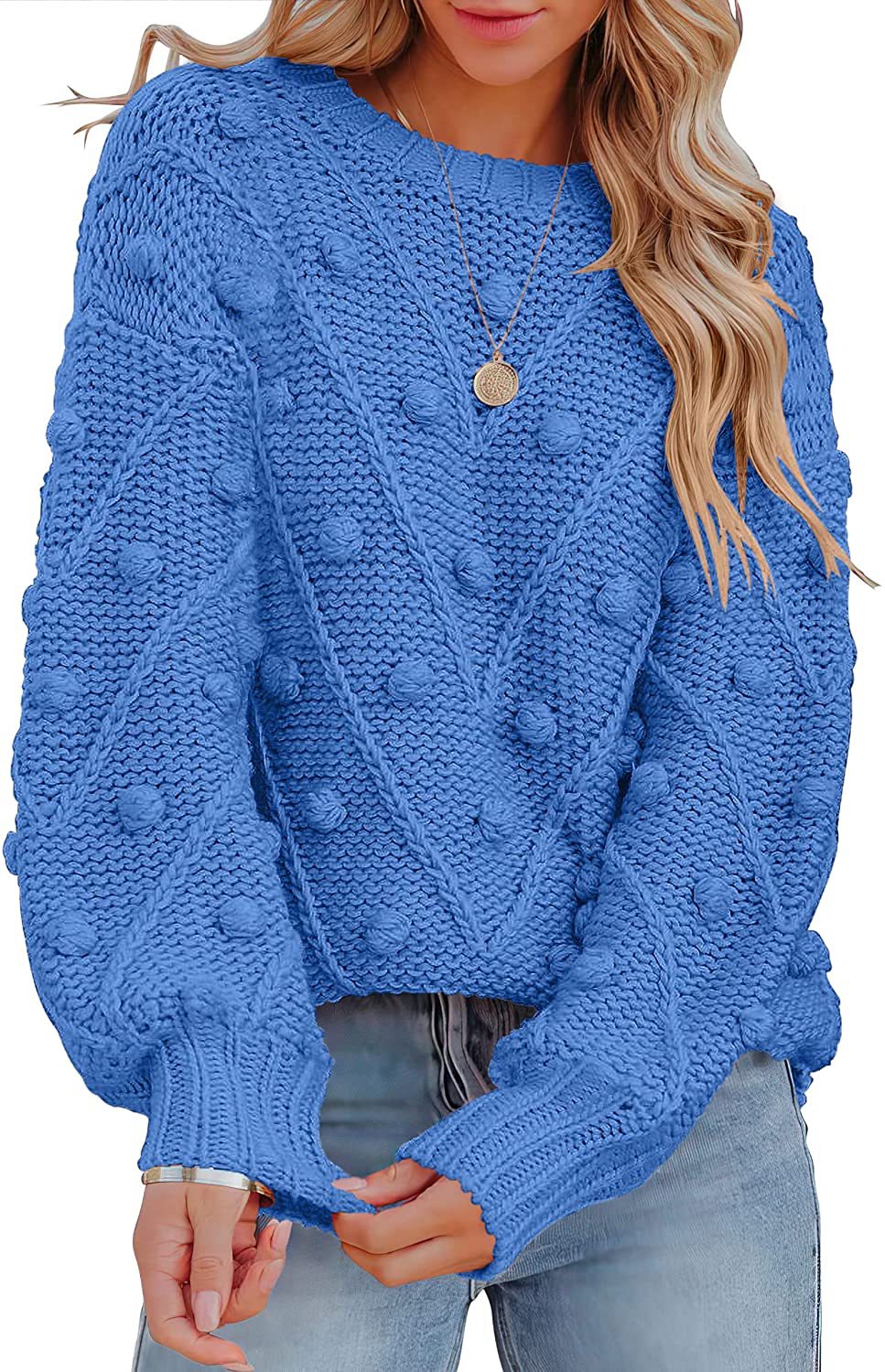 Women's Wool Ball Loose Long Sleeve Pullover Sweaters